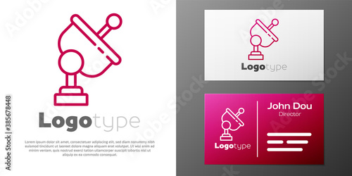 Logotype line Radar icon isolated on white background. Search system. Satellite sign. Logo design template element. Vector Illustration.