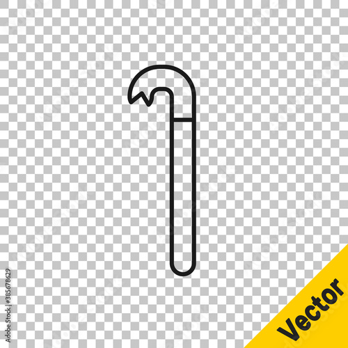 Black line Crowbar icon isolated on transparent background. Vector Illustration.