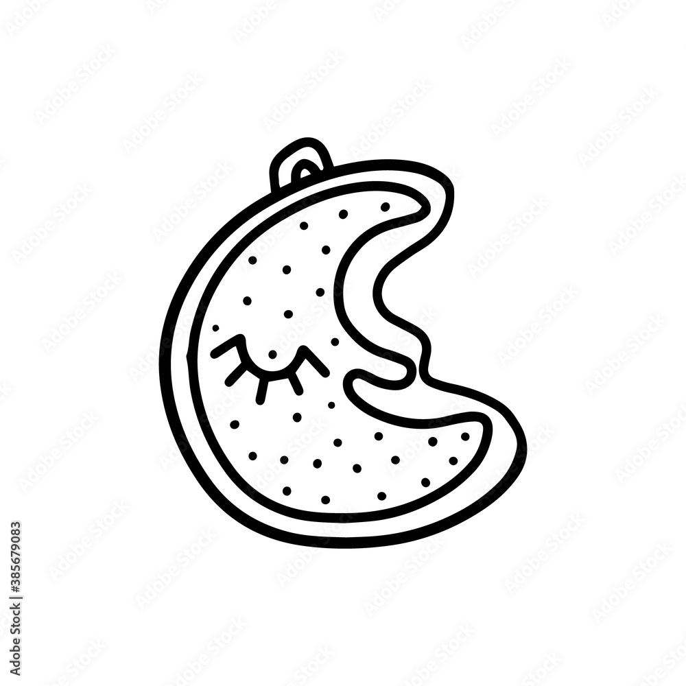 Gingerbread moon. Hand drawn vector illustration in Doodle style Gingerbread moon. Hand drawn vector illustration in Doodle style