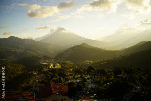 water volcano sunset antigua guatemala mountain