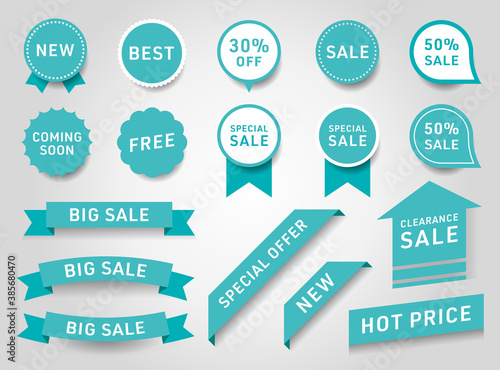 Sticker design of label, ribbon banner, banner web sticker illustration