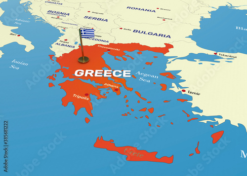 Greece Map and Flag