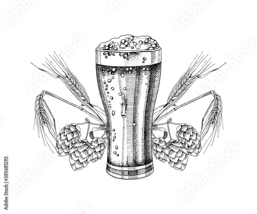 Hand drawn glass of beer