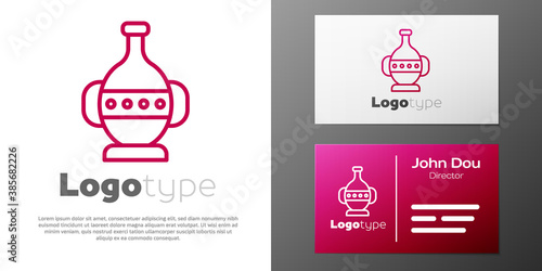 Logotype line Ancient amphorae icon isolated on white background. Logo design template element. Vector.