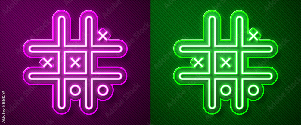 Glowing neon line tic tac toe game icon isolated Vector Image