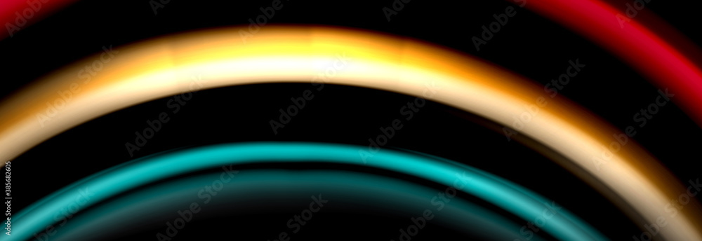 Dynamic motion abstract background. Color blurred stripes on black. Wave liquid lines poster. Vector illustration Dynamic motion abstract background. Color blurred stripes on black. Wave liquid lines poster. Vector illustration