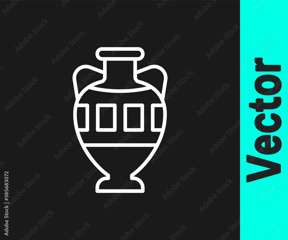 White line Ancient amphorae icon isolated on black background. Vector. White line Ancient amphorae icon isolated on black background. Vector.