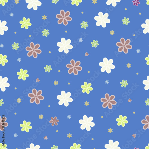 seamless pattern with flowers on a blue background