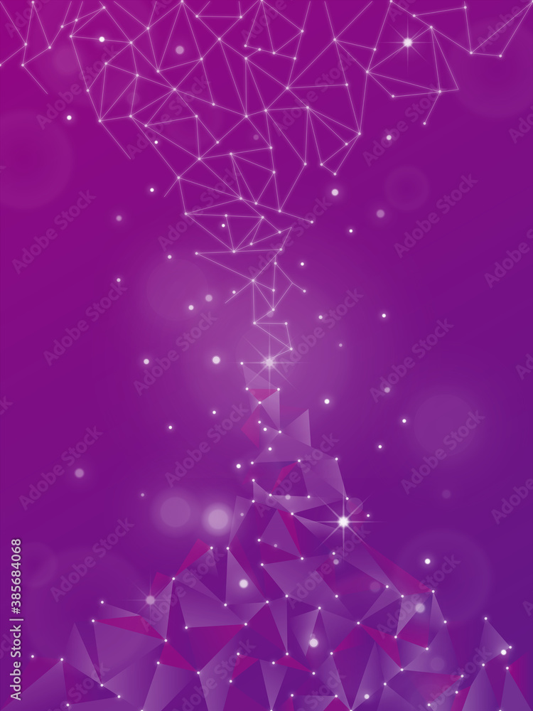 ネットワークをイメージしたポリゴンデザインの背景素材 紫 縦長 Stock Illustration Adobe Stock
