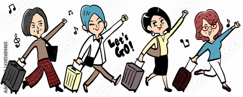 Four senior women raise their fists and go!