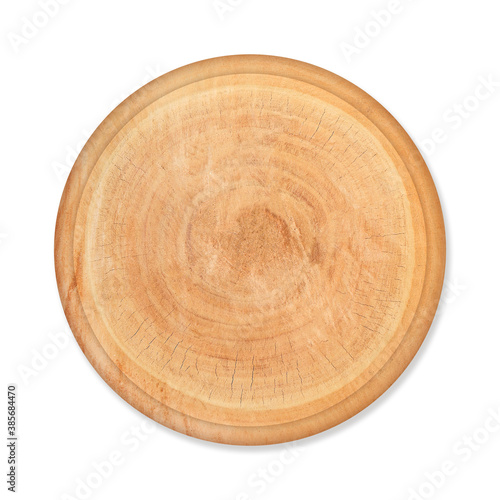Circular wooden frame or wood bord isolated on white with clipping path