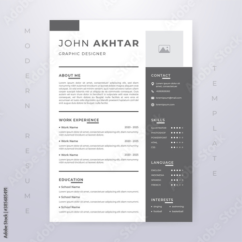 Editable Modern Resume Minimalist Monochrome Premium Template