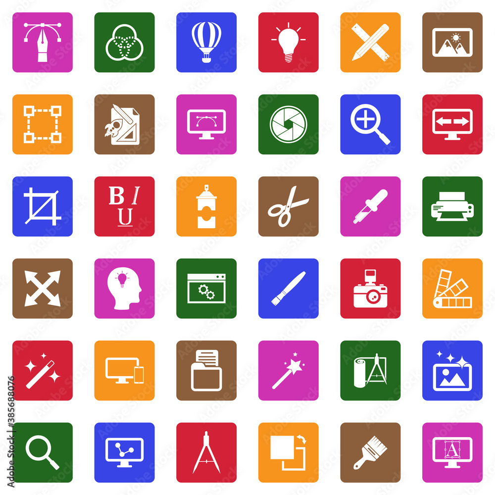 Graphic Design Icons. White Flat Design In Square. Vector Illustration. Graphic Design Icons. White Flat Design In Square. Vector Illustration.