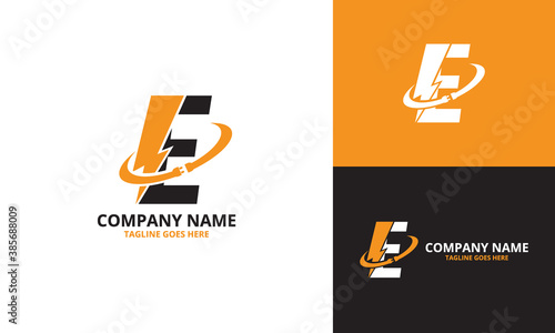 Flash initial letter E Logo Icon Template. Illustration vector graphic. Design concept Electrical Bolt With letter  symbol. Perfect for corporate, technology, initial , more technology brand identity