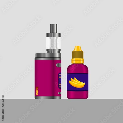 Realistic vector set of electronic cigarettes and e-liquid for vaping. vector illustration.