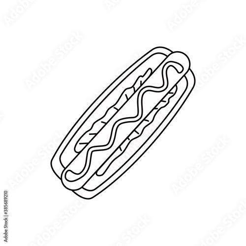 Vector hotdog icon on a white isolated background.