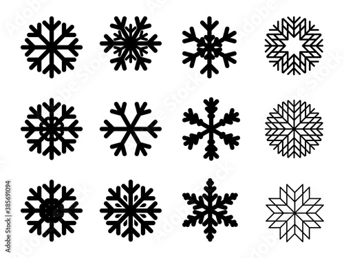 Flat design vector snowflakes Christmas and new year decoration element set. Vector illustration