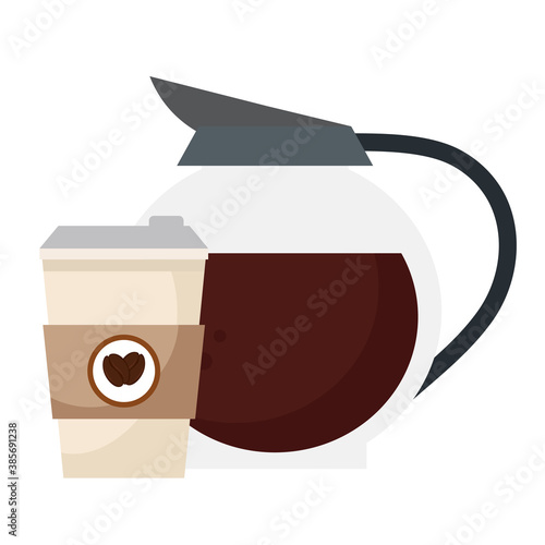 coffee pot and mug isolated design of drink caffeine breakfast and beverage theme Vector illustration