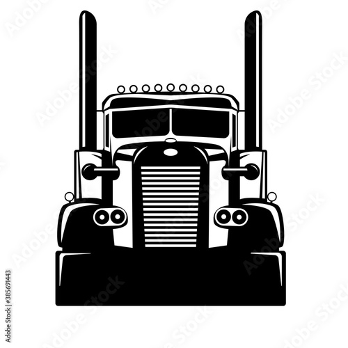 Semi USA truck, vector illustration , flat style, front view