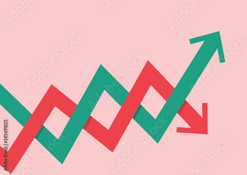 Stock market fluctuation arrow
