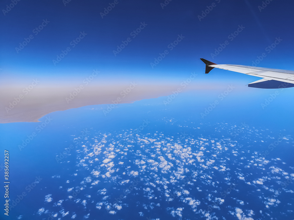 view to the blue sea with clouds and horizon view to the blue sea with clouds and horizon