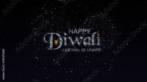 Opening intro for Diwali, festival of lights. White texts move on black background. This clip was set to 24 fps.