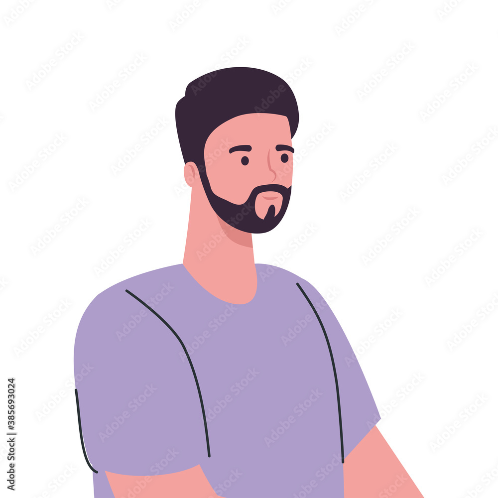 man cartoon with beard design, Boy male person people human social media and portrait theme Vector illustration