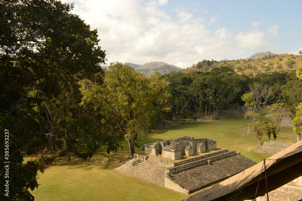 The ruins of the Mayan temple city of Copan in the jungles of Honduras in Central America