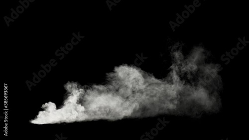 Medium smoke effect, suitable for ground steam from left to right, black background with alpha photo