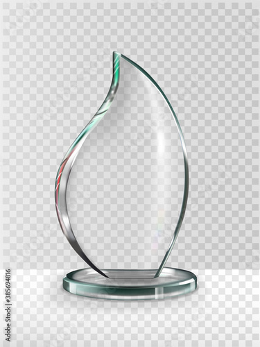 glass award with color edge on partially transparent background  vector illustration