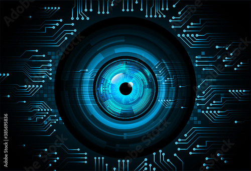 Blue eye cyber circuit future technology concept background