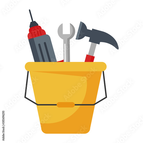 construction tools bucket design of remodeling working and repairing theme Vector illustration