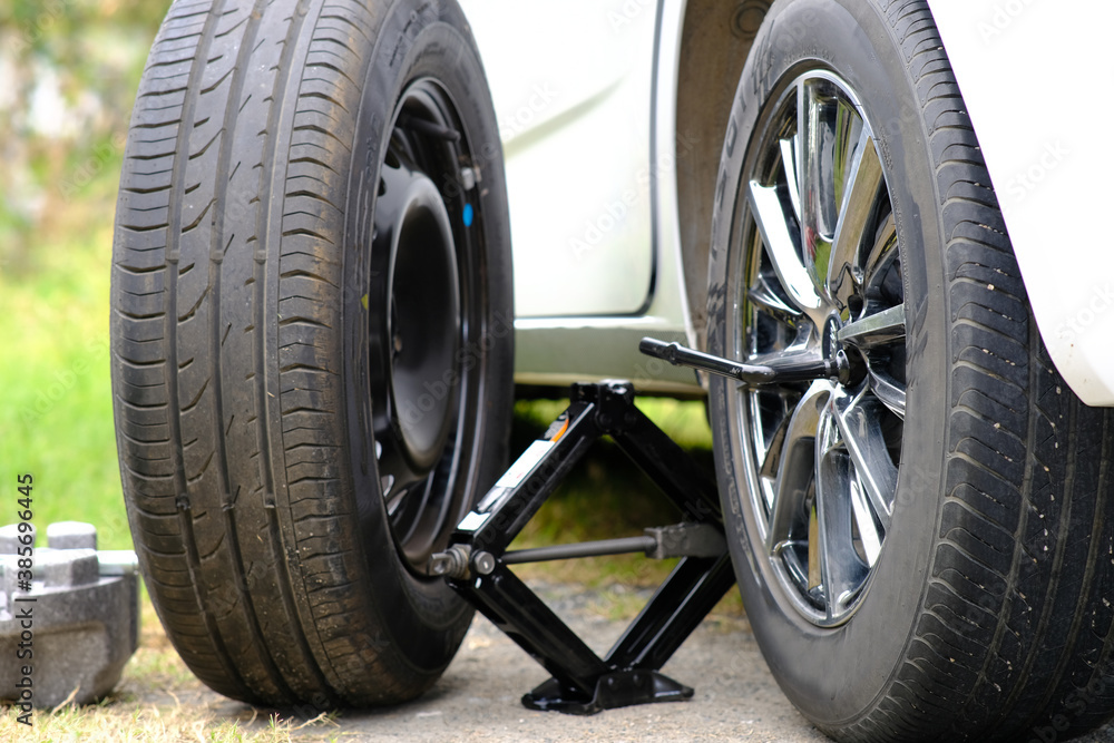 Naklejka premium car wheel isolated on white
