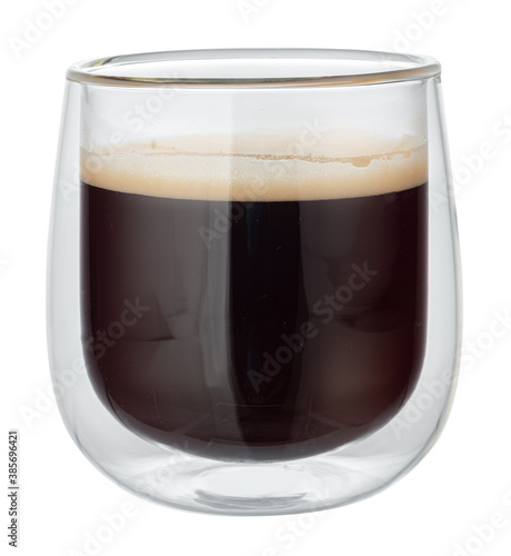 Glass cup of espresso coffee isolated on white