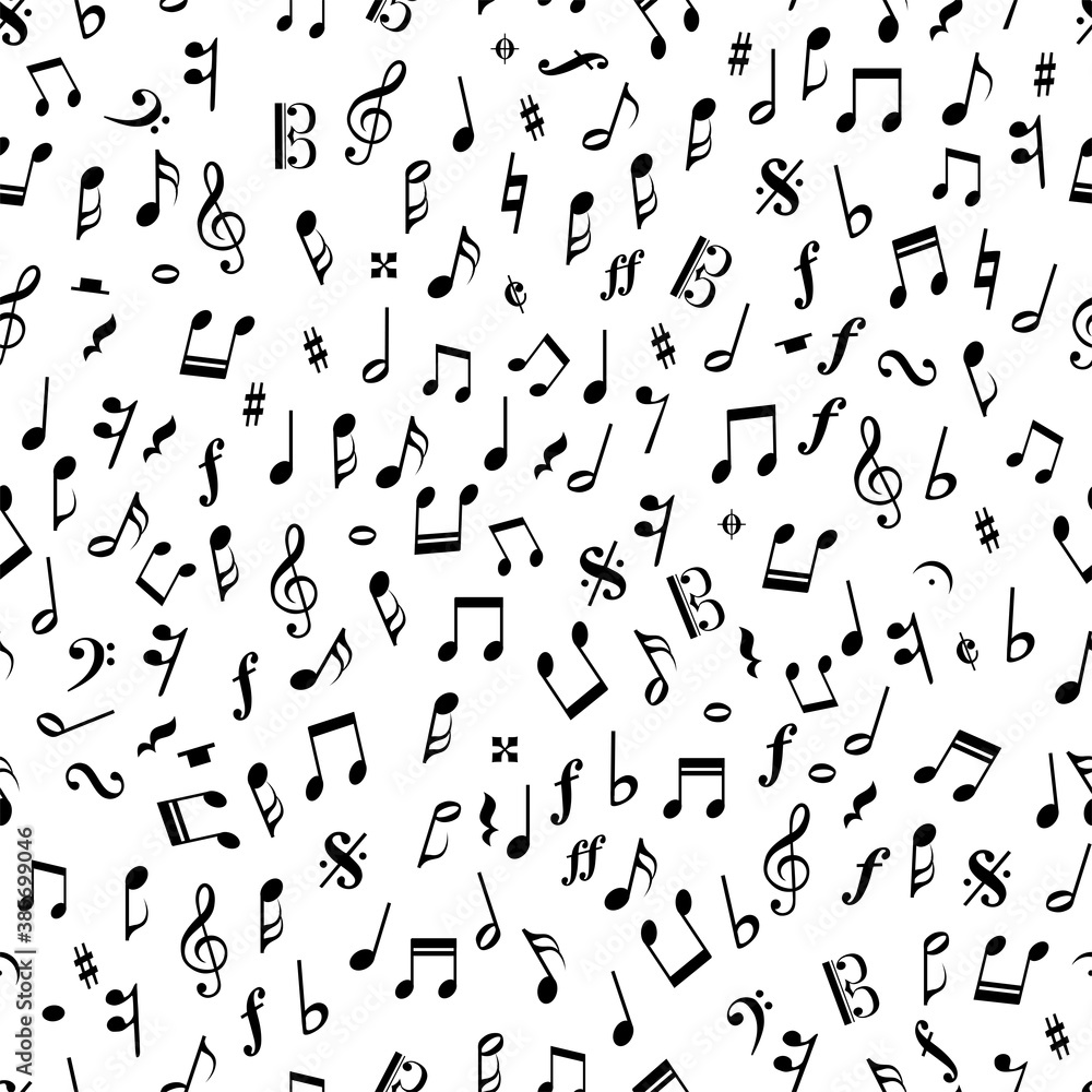 Beautiful seamless vector pattern with music notes Beautiful seamless vector pattern with music notes