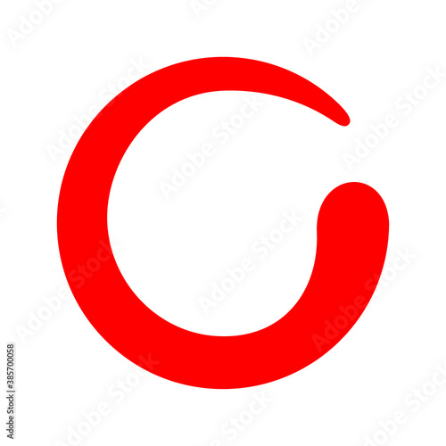 red zen circle isolated on white, zero spiral logo red with lines swirl shape, zen sign, zero symbol