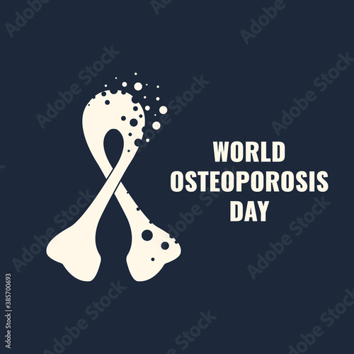 World osteoporosis day awareness poster. Ribbon shaped bone losing tissue. Hip fractures and broken bones prevention medical concept. Skeletal system disease. Vector illustration.