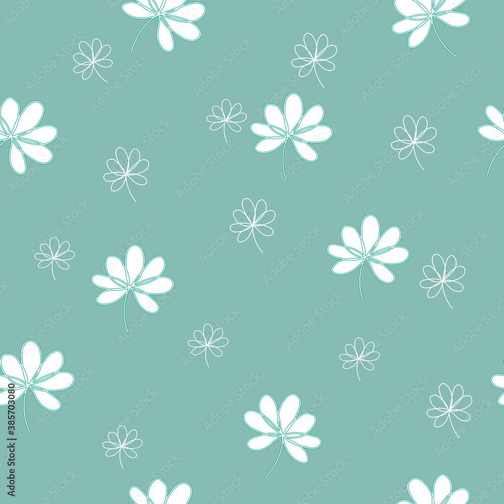 seamless pattern with flowers, blue and white colors vector drawing seamless pattern with flowers, blue and white colors vector drawing