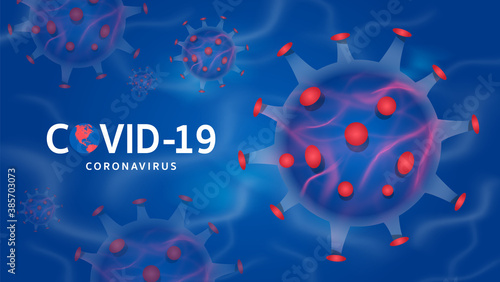 Inscription COVID-19 pandemic risk background vector illustration design.	
