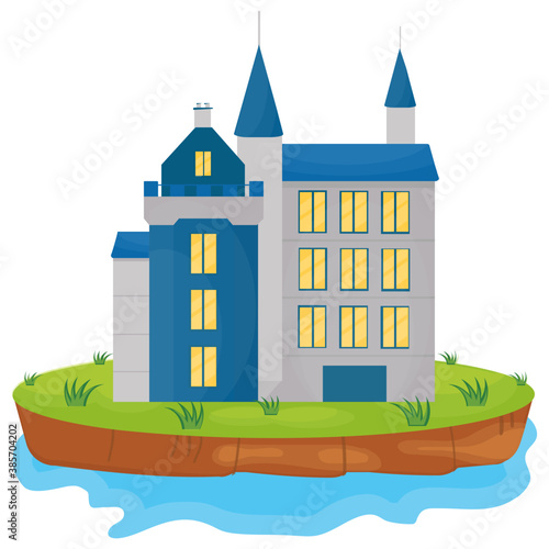 
A flat icon vector denoting castle 
