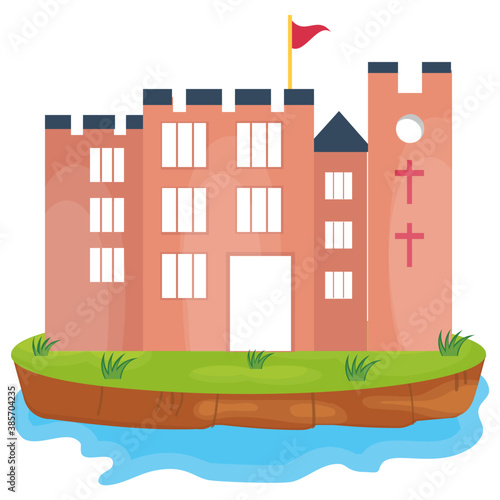 
A flat icon vector denoting castle 
