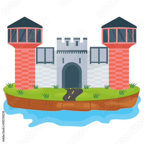
A flat icon vector denoting castle 
