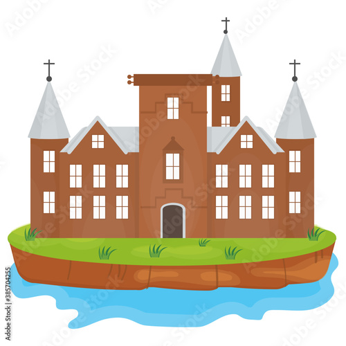 
A flat icon vector denoting castle 
