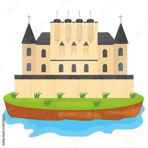 
A flat icon vector denoting castle 
