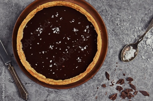 Dark chocolate and sea salt tart