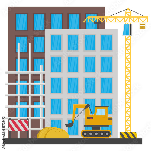 
A scaffolding building which is in construction, commercial construction
