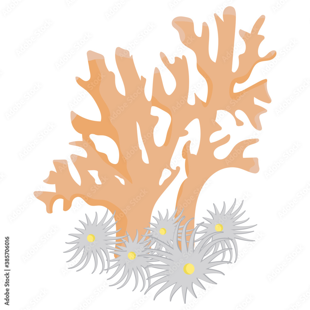 Naklejka premium A flat icon vector of cnidaria coral reef 