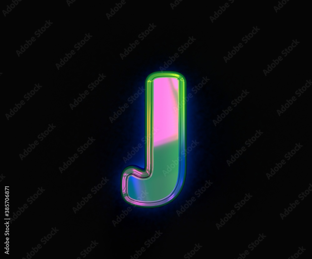 Colorful dichroic font - letter J isolated on grey background, 3D illustration of symbols Colorful dichroic font - letter J isolated on grey background, 3D illustration of symbols