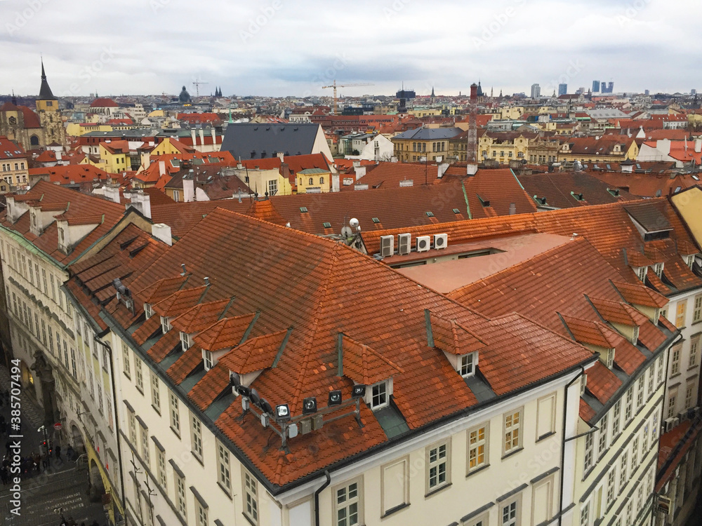 Obraz premium Aerial city view of Prague, Czech Republic