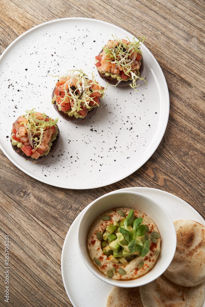 Salmon tartare with guacamole sauce Salmon tartare with guacamole sauce